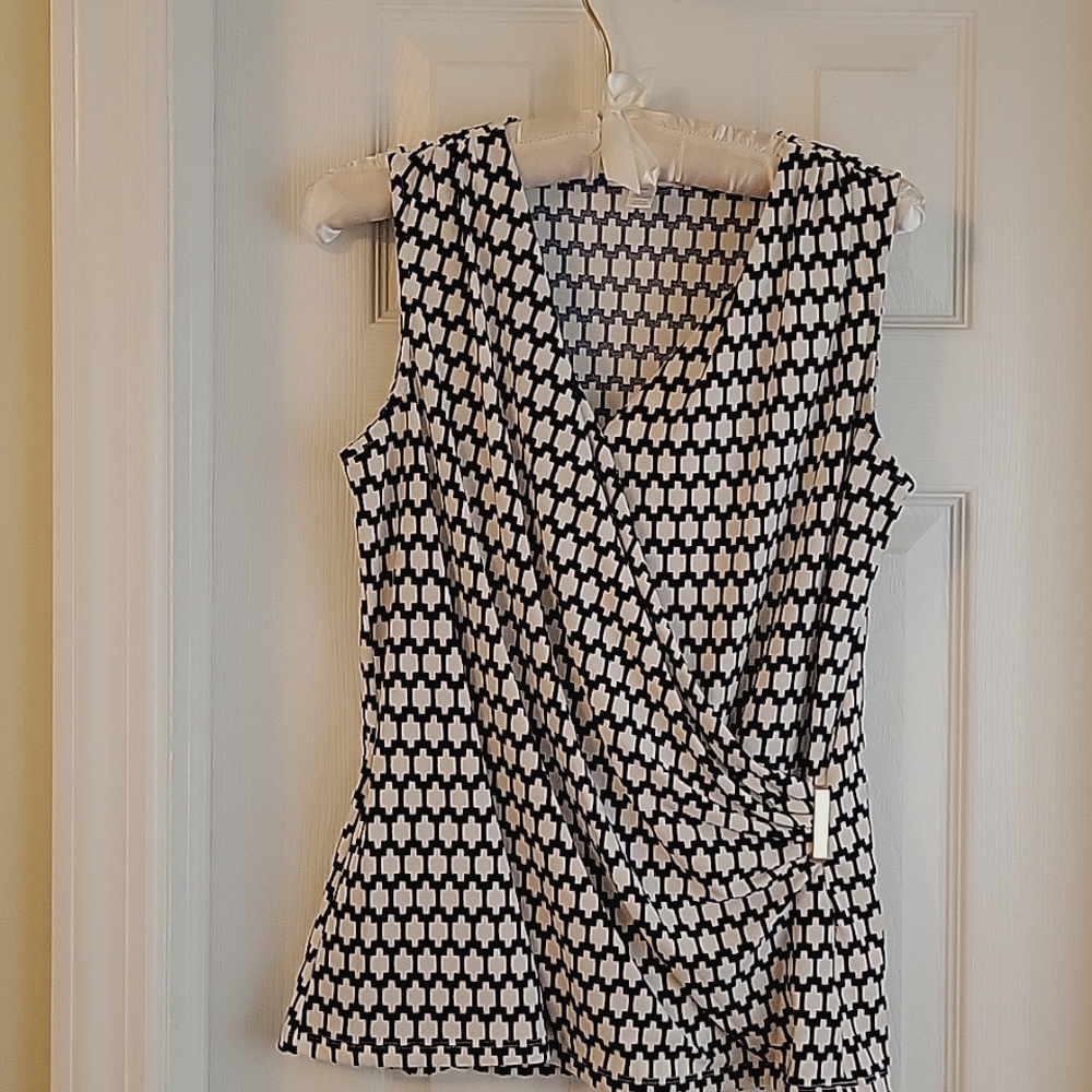 Charter Club Dressy Navy and White Tank Top